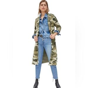 Maeve by Anthropologie Kieran Camo Open Front Long Knit Cardigan Sweater Coat XS